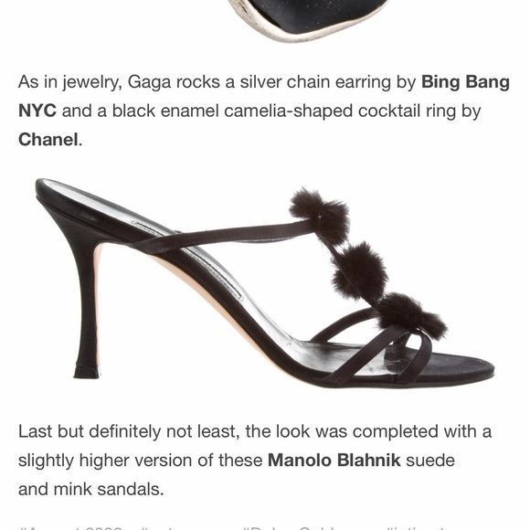 Manolo Blahnik Black Heels with Mink Balls - Picture 12 of 12